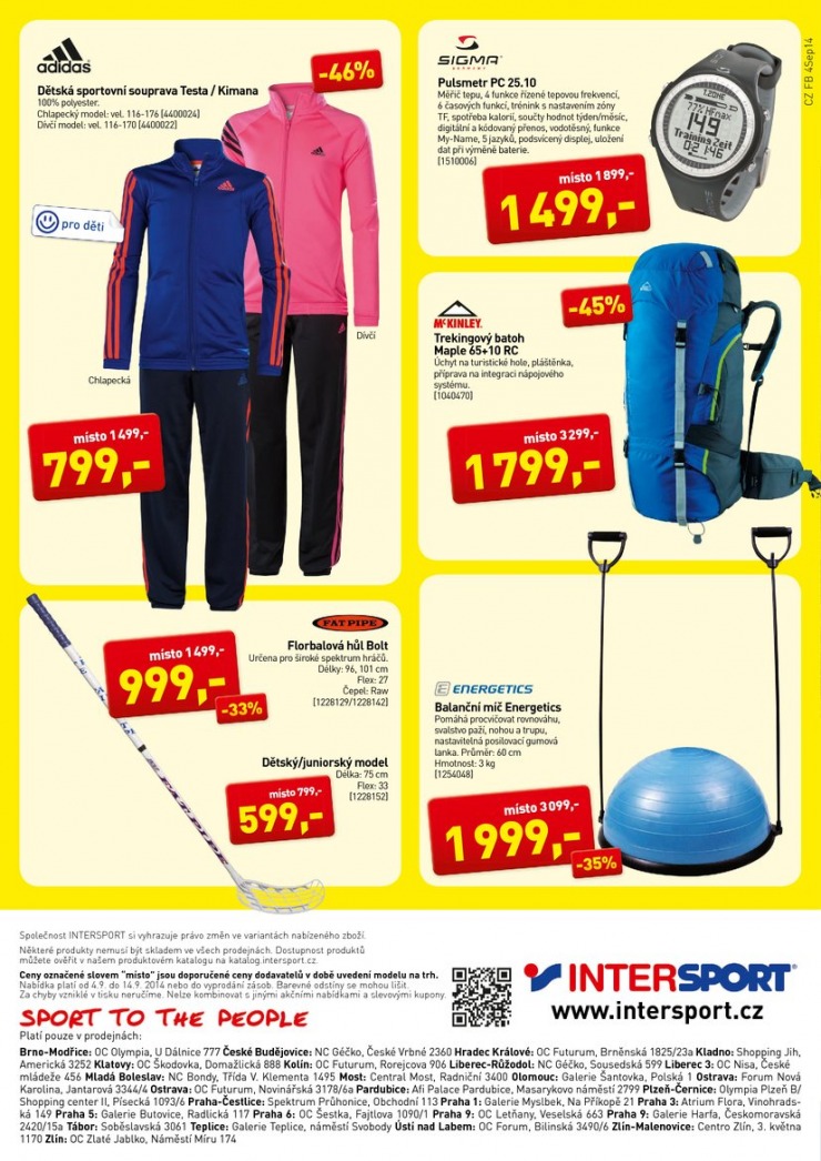 leták Intersport Aktuální leták od 4.9.2014 strana 1 leták Intersport Aktuální leták od 4.9.2014 strana 1